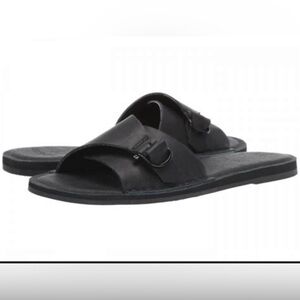 Sperry black leather slide sandals, 9.5